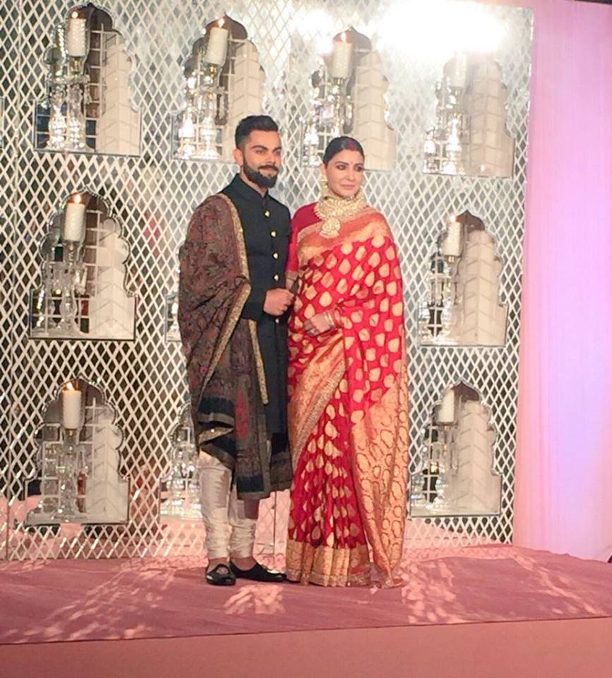 Ace designer Sabyasachi Mukherjee, who has designed Virat and Anushka's costumes for all their wedding rituals, was also present at the reception. Virat Kohli and Anushka Sharma,Virat Kohli,Anushka Sharma,Virat Kohli and Anushka Sharma wedding reception,Virat Kohli wedding reception,Anushka Sharma wedding reception,Virat Kohli and Anushka Sharma wedding reception pics,Virat Kohli and Anushka Sharma