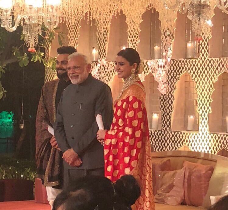 According to a guest at the reception, Indian Premier League (IPL) Chairman Rajeev Shukla and cricketers Shikhar Dhawan and Gautam Gambhir will present along with their wives. Narendra Modi,PM Narendra Modi,Narendra Modi at Virat Kohli wedding reception,Narendra Modi at Anushka Sharma's wedding reception