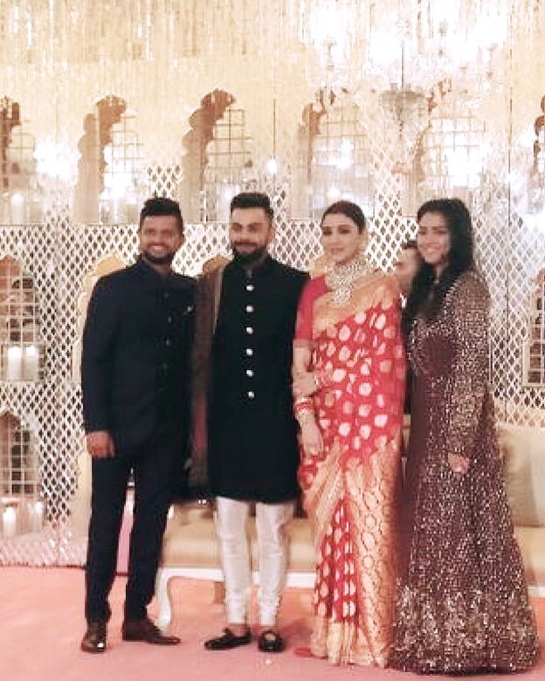 After celebrating the New Year together, Virat will soon fly to South Africa for the upcoming series, while Anushka will begin shooting for Anand L. Rai's yet-to-be-titled film with Shah Rukh Khan. Suresh Raina,Shikhar Dhawan,Virat Kohli and Anushka Sharma wedding reception,Virat Kohli wedding reception,Anushka Sharma wedding reception