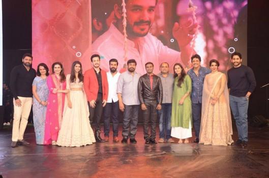 HELLO Movie Pre Release Event held at Hyderabad. Celebs like Chiranjeevi, Ram Charan, Naga Chaitanya, Samantha, Nagarjuna at Hello movie Pre Release event.