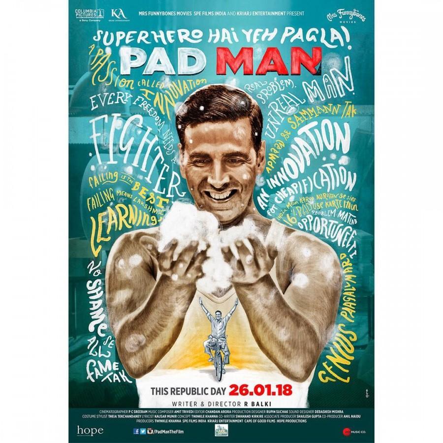 Akshay Kumar's Padman movie poster. Akshay Kumar,Padman,akshay kumar padman,Padman first look,Padman poster,Padman movie poster,Radhika Apte,Sonam Kapoor