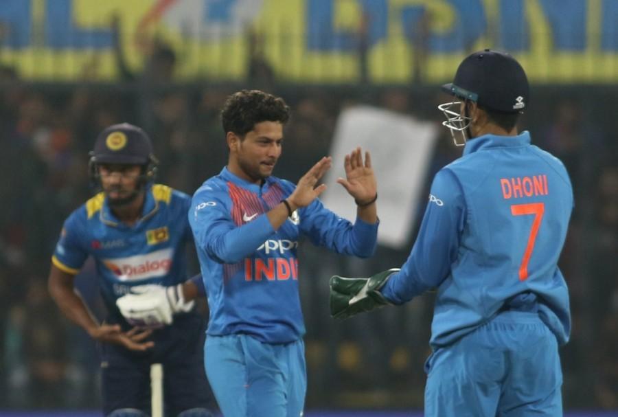 But just when things seemed good in the middle for the visitors, Tharanga top-edged the ball which was perfectly caught by spinner Yuzvendra Chahal in the 14th over. His 29-ball innings was laced with three boundaries and two sixes. With the scoreboard reading 145/2, skipper Thisara Perera (0) arrived in the middle and was sent packing in the very first ball of the next over. Pandya took a brilliant catch to dismiss the skipper off chinaman Kuldeep Yadav. The same over saw another wicket and this time it was Manish Pandey who took the catch. While trying to go for a big one, Kusal Perera failed to connect with the ball properly and gifted his wicket in the 15th over. His 37 ball innings was laced with four boundaries and seven sixes. India beat Sri Lanka by 88 runs,India beat Sri Lanka,India trash Sri Lanka