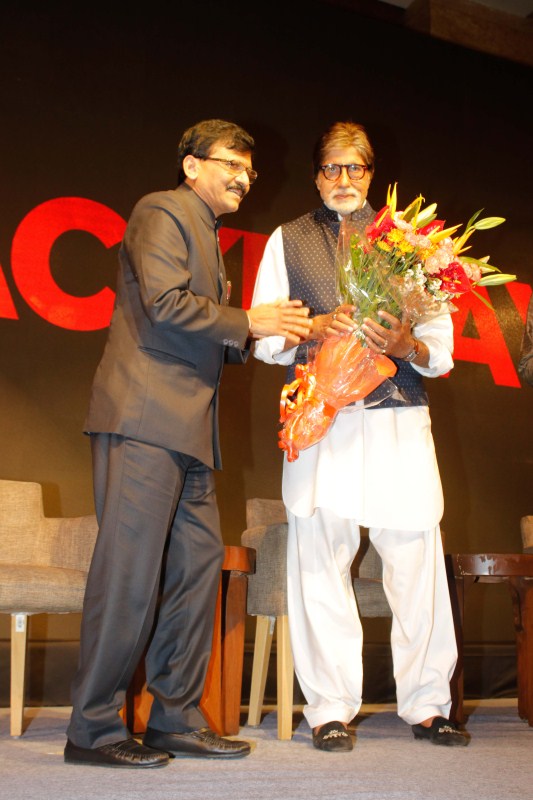 Sanjay Raut and Amitabh Bachchan at teaser launch of 'Thackeray' at Grand Hyatt hotel in Mumbai on December 21, 2017. Amitabh Bachchan,Uddhav Thackeray,Rashmi Thackeray,Thackeray teaser,Thackeray teaser launch,Thackeray teaser launch pics,Thackeray teaser launch images,Thackeray teaser launch stills,Thackeray teaser launch pictures,Thackeray teaser launch photos