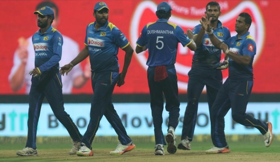 Asked to bat by Indian skipper Rohit Sharma, Sri Lanka failed to click with their batting again. Both openers Niroshan Dickwella (1) and Upul Thranga (11) fell to left-arm seamer Jaydev Unadkat (2/15). While left-hander Dickwella was caught by Mohammad Siraj at mid-on, Tharanga played one to the hands of Hardik Pandya at deep midwicket, leaving his side at 18/3 in 3.3 overs. In between these two wickets, debutant off-spinner Washington Sundar got Kusal Perera's catch of his own bowling as Sri Lanka struggled. Ndia thrash Sri Lanka,ndia beats Sri Lanka,ndia thrash Sri Lanka in 3rd T20I