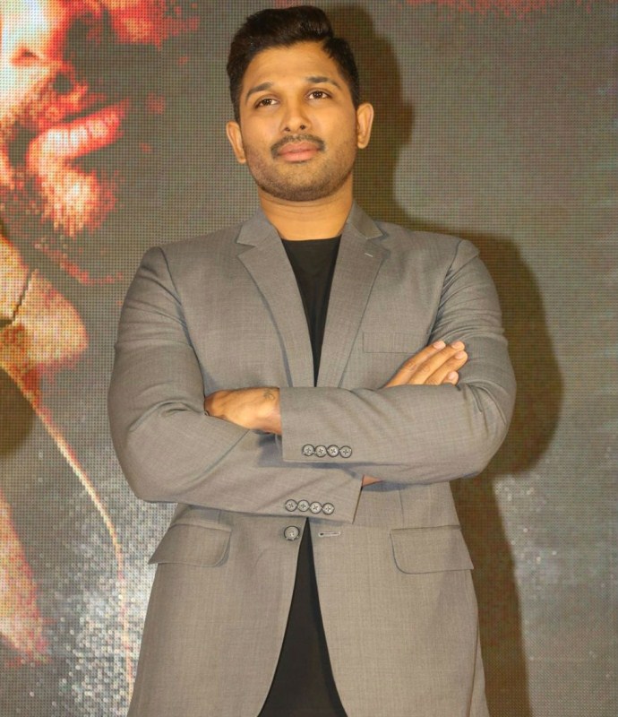 South Indian actor Allu Arjun poses for the cameras during Sri Venkateswara Creations 2017 Celebrations. Allu Arjun,Nani,Anupama Parameswaran,Mehreen Pirzada,Jayasudha,Devi Sri Prasad,Naveen Chandra,Jagapathi Babu,Sri Venkateswara Creations 2017 Celebrations