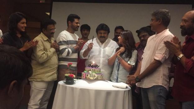 Prabhu celebrates birthday with Prabhu Deva, Nikki Galrani, T Siva Amma Creations on Charlie Chaplin 2 sets.