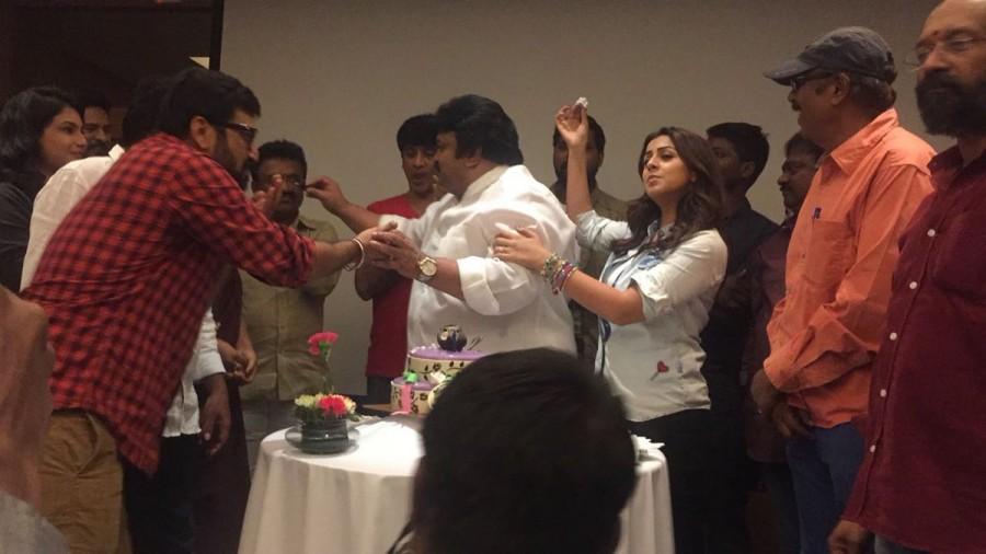 Actor Prabhu celebrates birthday with Prabhu Deva, Nikki Galrani, T Siva Amma Creations on Charlie Chaplin 2 sets. Prabhu,Prabhu Deva,Nikki Galrani,Charlie Chaplin 2,Charlie Chaplin 2 sets,Prabhu celebrates birthday,actor Prabhu celebrates birthday