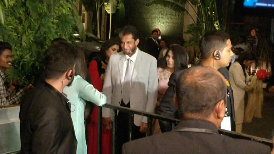 Sandeep Patil with his wife at Virat Kohli and Anushka Sharma reception. Ravindra Jadeja,Sandeep Patil,Virat Kohli and Anushka Sharma,Virat Kohli and Anushka Sharma Mumbai reception,Virat Kohli Mumbai reception,Anushka Sharma Mumbai reception,Boman Irani
