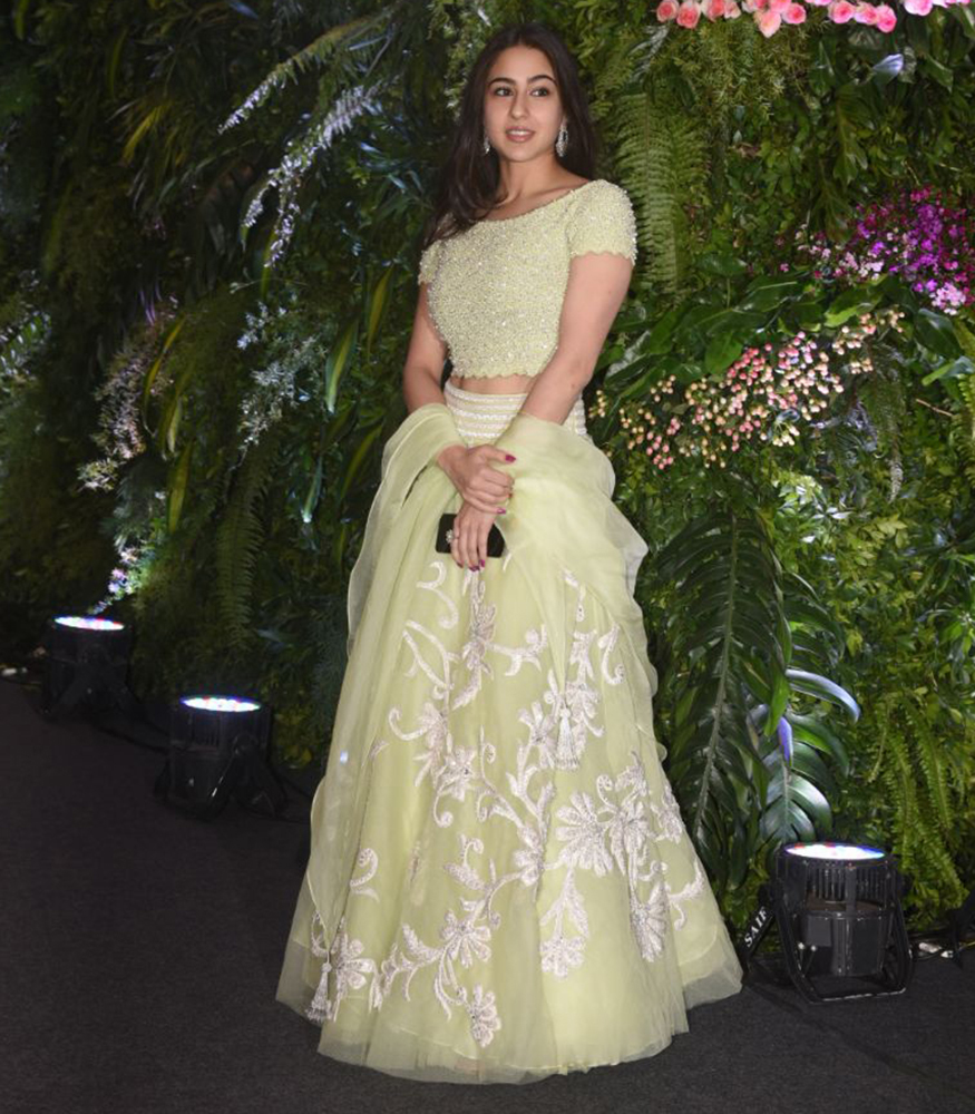 Sara Ali Khan attends the wedding reception of Virat Kohli and Anushka Sharma held at St. Regis Hotel in Mumbai on December 26, 2017. AR Rahman,Madhuri Dixit,Rekha,Sara Ali Khan,Virat Kohli and Anushka Sharma reception