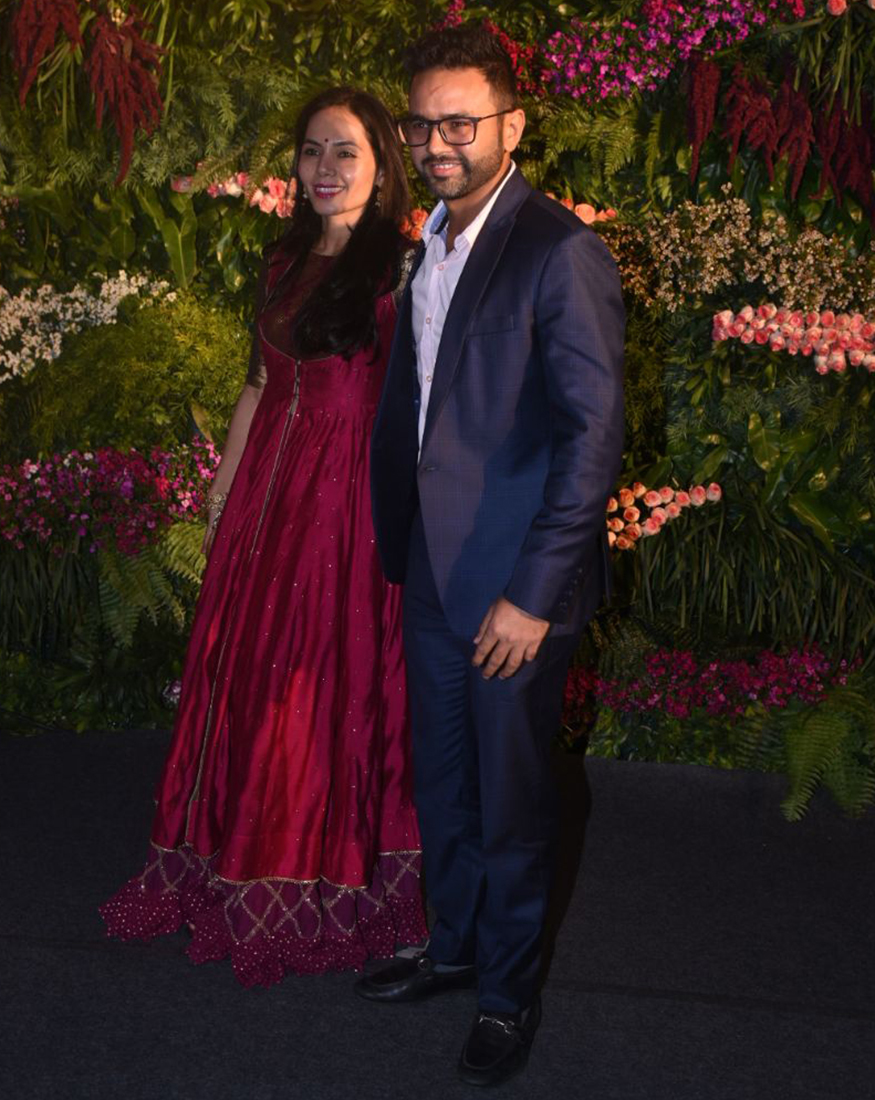 Parthiv Patel and his wife at Virat Kohli and Anushka Sharma reception. Sachin Tendulkar,Mohammad Kaif,Parthiv Patel,Virat Kohli and Anushka Sharma,Virat Kohli,Anushka Sharma