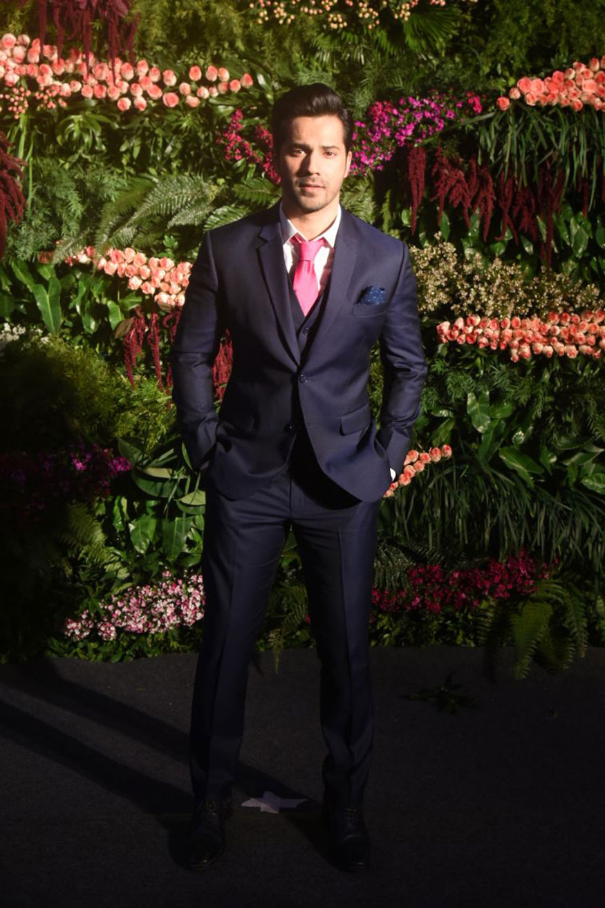 Varun Dhawan attends the wedding reception of Virat Kohli and Anushka Sharma held at St. Regis Hotel in Mumbai on December 26, 2017. Kangana Ranaut,Katrina Kaif,Boney Kapoor,Sridevi,Virat Kohli,Anushka Sharma,Virat Kohli reception,Anushka Sharma reception,Varun Dhawan