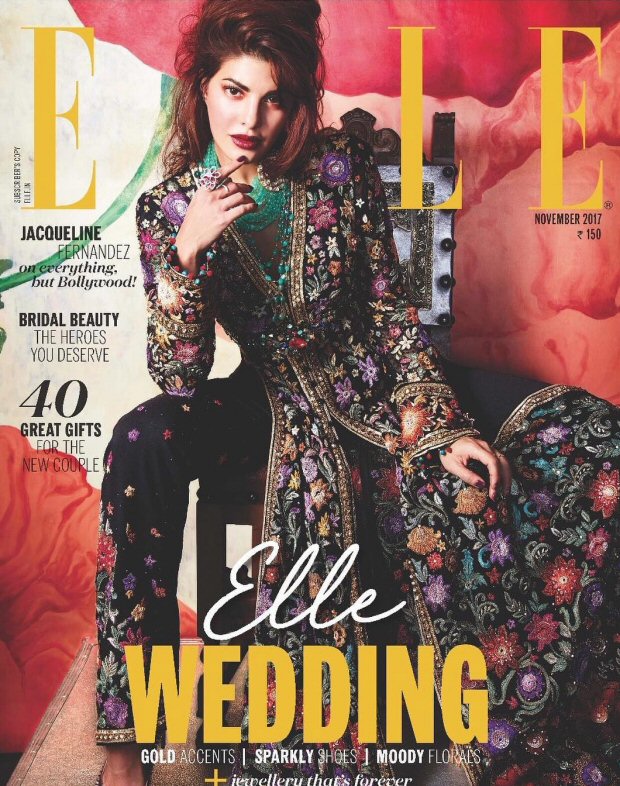 Jacqueline Fernandez - Elle (November issue): After enthralling the audience with her performance in Judwaa 2, Jacqueline Fernandez owns the cover of the leading magazine for its wedding special November 2017 issue. Jacqueline looks undoubtedly stunning in the chic bride style as she poses for a leading magazine cover. Taking eyes off this curvaceous beauty is far from easy as she sizzles in the photoshoot. Ranveer Singh,Deepika Padukone,Aamir Khan,Tiger Shroff,Alia Bhatt,Farhan Akhtar,Shraddha Kapoor,Jacqueline Fernandez,celebs on magazine covers