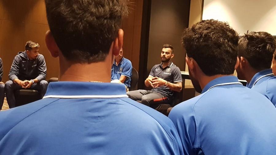 "Yes I will be meeting the U-19 boys after my press conference. Rahul bhai spoke to me and said that I should talk to them before leaving," Kohli said. Virat Kohli,India captain Virat Kohli,Prithvi Shaw,U-19 World Cup