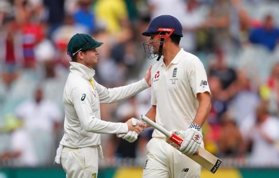 Opener Alastair Cook remained unbeaten on 244 as England scored 491/9, taking a 164-run lead against Australia at stumps on the third day of the fourth Ashes Test match at the Melbourne Cricket Ground (MCG) here on Thursday. Along with Cook, who notched his fifth Test double century, pacer James Anderson (0 batting) was at the crease when umpires dislodged the bails for the day.