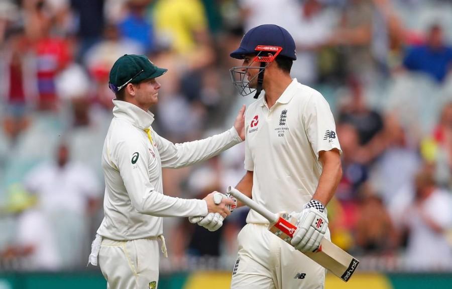 Opener Alastair Cook remained unbeaten on 244 as England scored 491/9, taking a 164-run lead against Australia at stumps on the third day of the fourth Ashes Test match at the Melbourne Cricket Ground (MCG) here on Thursday. Along with Cook, who notched his fifth Test double century, pacer James Anderson (0 batting) was at the crease when umpires dislodged the bails for the day. Alastair Cook,Alastair Cook double ton,Alastair Cook double centuary,Ashes,Ashes 2017,Australia vs England
