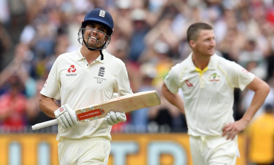 Cook from the other end played a patient knock to keep the Australian bowlers on the back-foot. His 409-ball marathon innings was laced with 27 boundaries. He also went past Smith's 239 to achieve the highest score of this series. Cook had a lucky escape while batting on 153 when home captain Smith missed an opportunity -- the same man who offered the former England skipper a chance on 66 on day two. Alastair Cook,Alastair Cook double ton,Alastair Cook double centuary,Ashes,Ashes 2017,Australia vs England