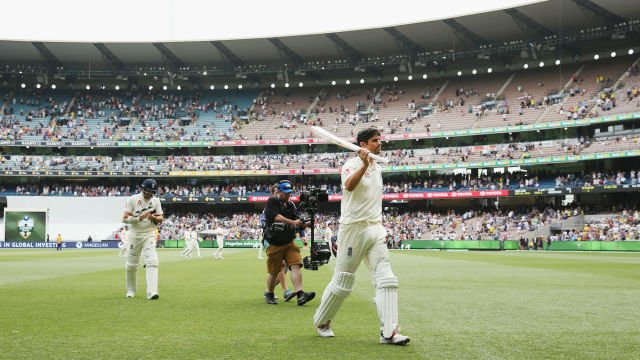 Brief scores: England 491/9 in first innings (Alastair Cook 244 not out, Joe Root 61, Stuart Broad 56; Josh Hazlewood 3/95) against Australia 327. Alastair Cook,Alastair Cook double ton,Alastair Cook double centuary,Ashes,Ashes 2017,Australia vs England