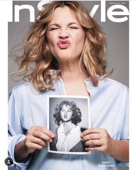 Actress Drew Barrymore took a trip down memory lane by recreating some of her childhood looks for a magazine. The actress is on multiple covers of InStyle's February 2018 edition.