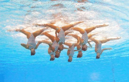 Synchro - 17th FINA World Championships - Women Team Free Preliminary - Budapest, Hungary - July 19, 2017 - Team Ukraine competes.