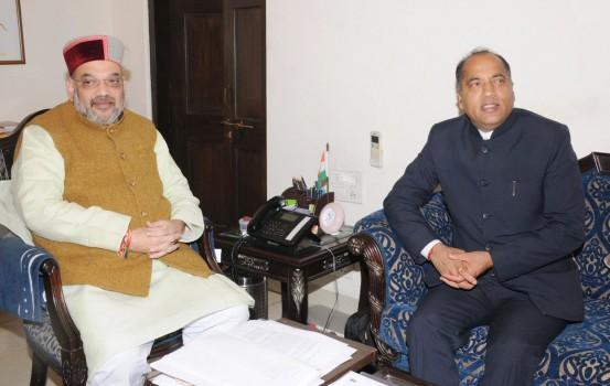 Himachal Pradesh Chief Minister Jai Ram Thakur on Saturday met Bharatiya Janata Party (BJP) President Amit Shah here. Shah, in a tweet, said that he congratulated Thakur. 