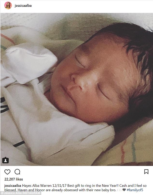 Alba shared a photograph of the newborn on social media on Monday, reports dailymail.co.uk. "12/31/17. Best gift to ring in the New Year! Cash (Warren) and I feel so blessed. Haven and Honor are already obsessed with their new baby bro," Alba wrote alongside the image. The image accompanying the message showed Hayes sleeping, wearing scratch mitts and a white onesie. Jessica Alba,actress Jessica Alba,Jessica Alba son,Jessica Alba son pics,Jessica Alba son Hayes Alba Warren,Hayes Alba Warren,Hayes Warren