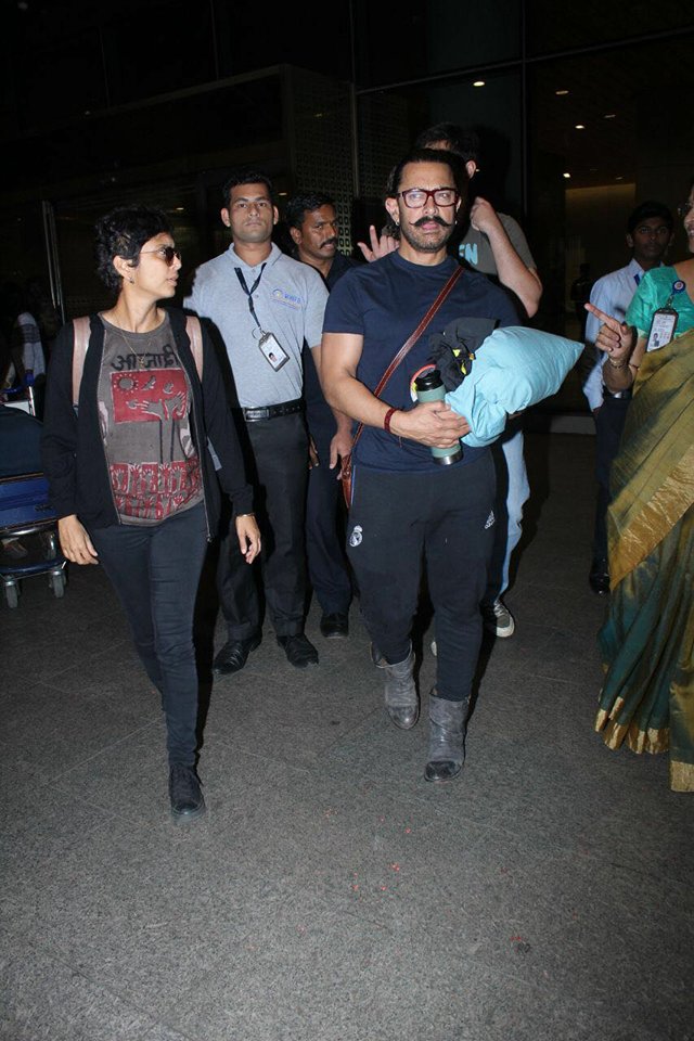 Aamir Khan returns to Mumbai after New Year celebrations in abroad. Aamir Khan,actor Aamir Khan,Azad Rao Khan,Kiran Rao,Aamir Khan returns to Mumbai,Aamir Khan returns to Mumbai after New Year celebrations,Aamir Khan New Year celebration,Junaid Khan