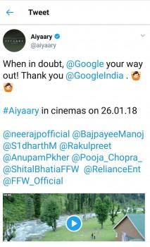 The intriguing trailer has not only captivated the cinegores but has also caught attention of Google India. Yes, you heard that right! Google India shows the meaning of Aiyaary in an epic response. A glimpse of which is shown in the trailer where the protagonist Manoj Bajpayee says, 