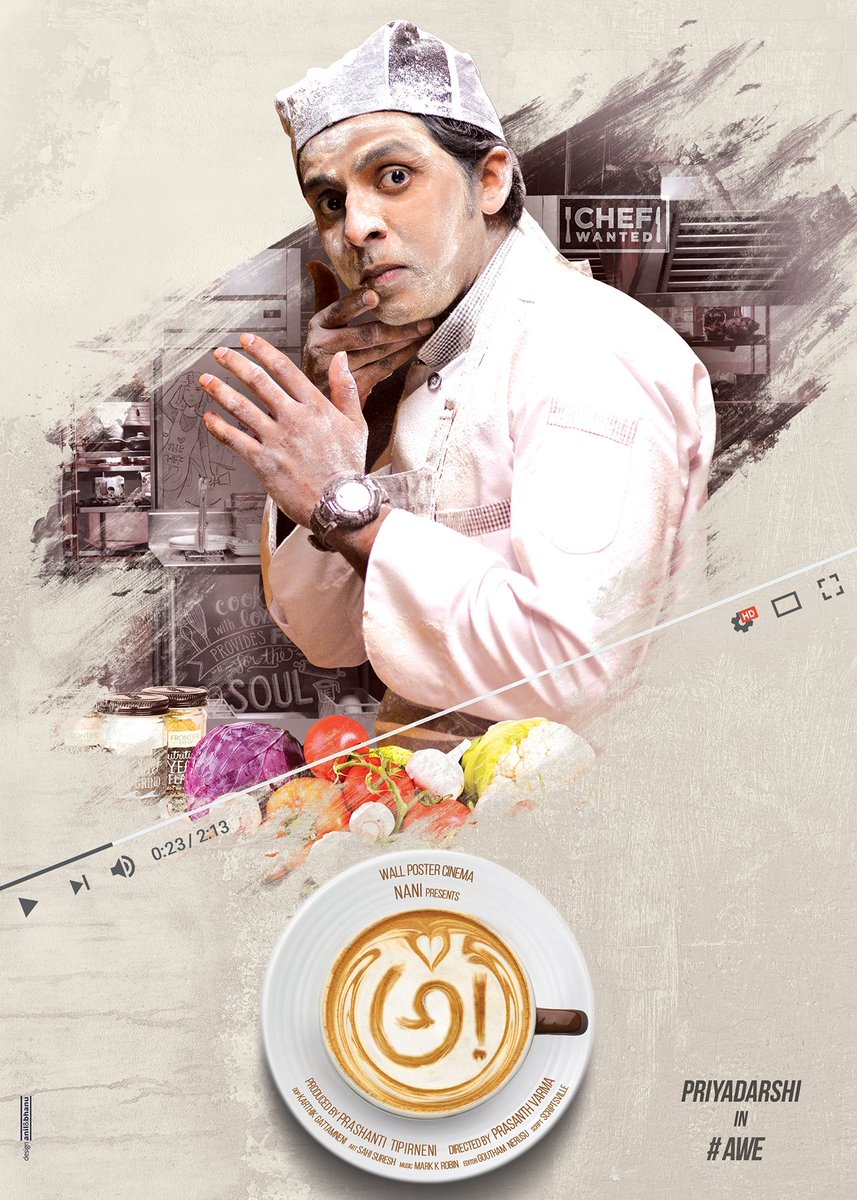 Introducing Priyadarshi Pullikonda, the Fake Chef in అ! #Awe Kajal Aggarwal,Nithya Menen,Regina Cassandra,Awe movie poster,Awe poster,Awe,Telugu film awe poster,Nani,actor nani