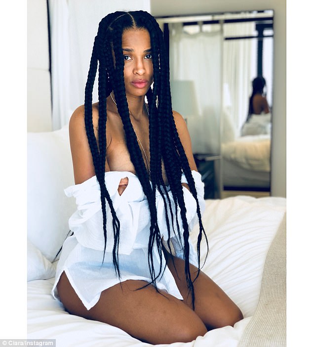 Singer Ciara shares racy bedroom photos. Ciara,model Ciara,Ciara racy bedroom selfie,racy nude selfie,racy nude,racy hot selfie,Russell Wilson,Ciara unbuttons herself