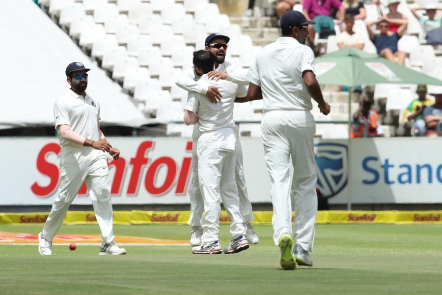 All-rounder Hardik Pandya (2/27), who grabbed a couple of wickets on the second day, however could not add any more wicket to his kitty. India need 208 runs,Ind vs SA 1st Test,India vs South Africa,India vs South Africa 2018,India vs South Africa 1st Test,India vs South Africa Tests,india vs south africa live