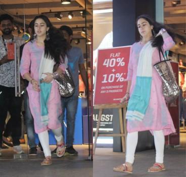 Saif Ali Khan daughter Sara Ali Khan spotted at Puma store in Mumbai.