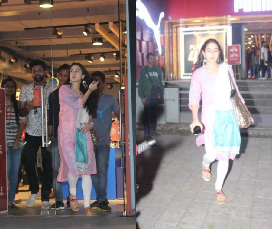Actress Sara Ali Khan spotted at Puma store in Mumbai. Saif Ali Khan daughter Sara Ali Khan,Sara Ali Khan,Sara Ali Khan at Puma store,Puma store,Puma store in Mumbai,actress Sara Ali Khan