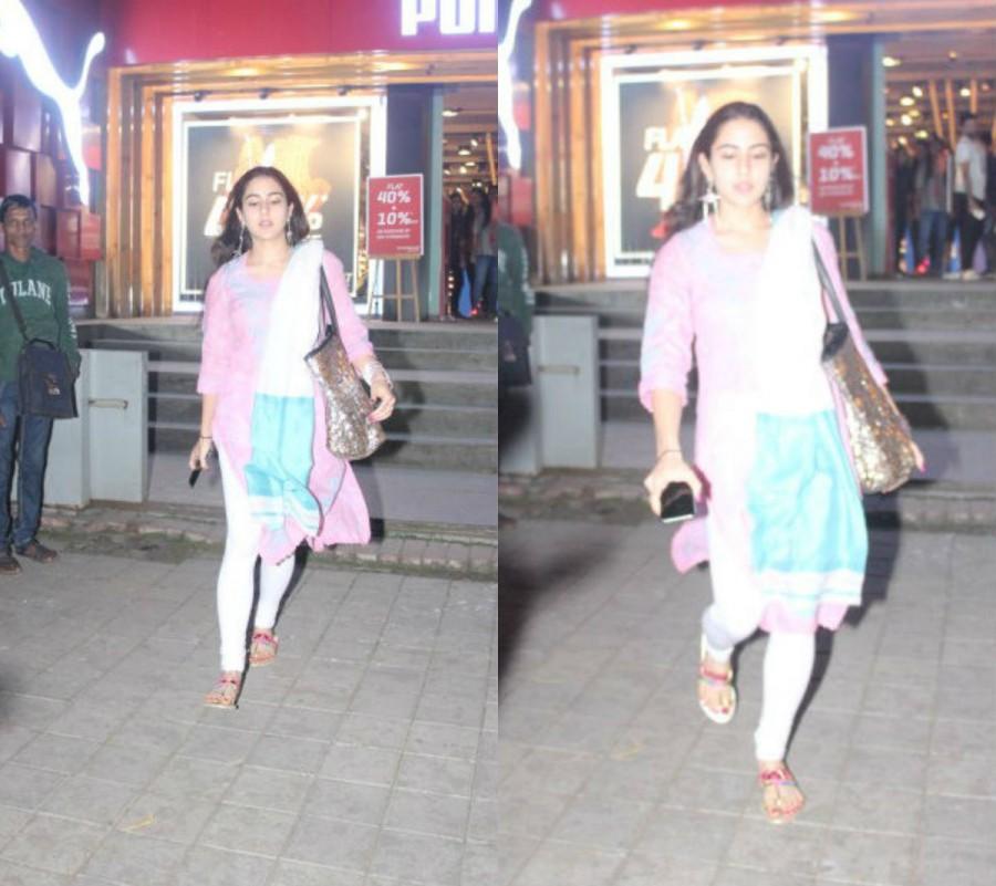 Sara Ali Khan spotted at Sportswear store in Mumbai. Saif Ali Khan daughter Sara Ali Khan,Sara Ali Khan,Sara Ali Khan at Puma store,Puma store,Puma store in Mumbai,actress Sara Ali Khan