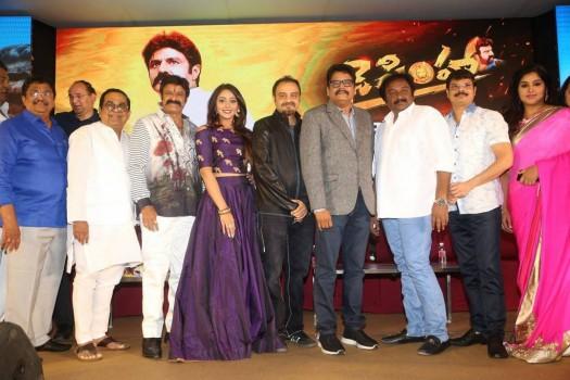 Jai Simha pre-release event held in Hyderabad. Celebs like Nandamuri Balakrishna, Natasha Doshi, Brahmanandam graced the event.