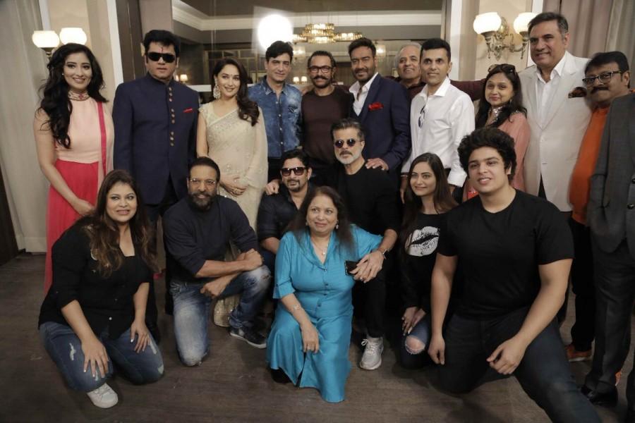 However, he played assistant to actor Anil Kapoor in directing the 'mahurat' shot, for which actress Madhuri Dixit switched on the camera. The shot took place in the presence of Ajay Devgn, Arshad Warsi, Boman Irani, Javed Jaffery and Sanjay Mishra, read a statement from the film's makers. Aamir Khan,Ajay Devgn,Madhuri Dixit and Anil Kapoor,Total Dhamaal,Total Dhamaal movie launch,Total Dhamaal movie launch pics,Total Dhamaal movie launch images,Total Dhamaal movie launch stills,Total Dhamaal movie launch pictures,Total Dhamaal movie launch