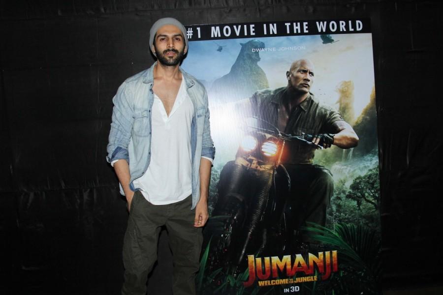 Kartik Aryan attends the special screening of Jumanji at Lightbox. Varun Dhavan,Kartik Aryan,Jumanji,Jumanji special screening,Jumanji: Welcome to the Jungle,Jumanji special screening pics,Jumanji special screening images,Jumanji special screening stills,Jumanji special screening pictures,Jumanji special screening photos