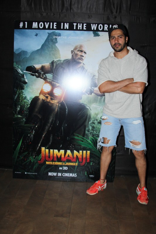Varun Dhavan poses for the cameras during ‘Jumanji’ special screening in Mumbai. Varun Dhavan,Kartik Aryan,Jumanji,Jumanji special screening,Jumanji: Welcome to the Jungle,Jumanji special screening pics,Jumanji special screening images,Jumanji special screening stills,Jumanji special screening pictures,Jumanji special screening photos