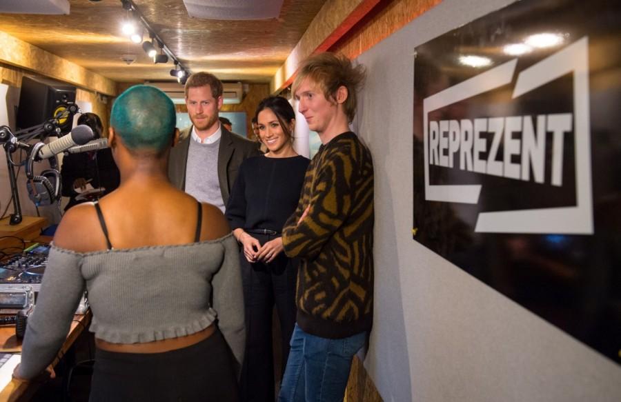 Britain's Prince Harry and his fiancee Meghan Markle visit radio station Reprezent FM, in Brixton, London. Meghan Markle and Prince Harry,Meghan Markle,Prince Harry,Prince Harry visit radio station,Meghan Markle visit radio station