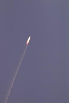 The 44.4-metre tall Polar Satellite Launch Vehicle (PSLV-C40) roared into a clear sky after a perfect lift-off at 9.29 a.m. following a 28-hour countdown. The 320-tonne rocket would eject the satellites one-by-one and deploy them into the earth's lower orbit 17 minutes and 18 seconds after the lift-off. The spaceport is about 80 km northeast of Chennai off the Bay of Bengal coast.