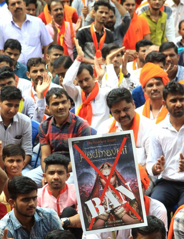 Jeevan Singh Solanki, a Karni Sena member, told IANS: "We will not let the film release in the country under any circumstances. Some states have already agreed with us and therefore banned it. We want the film to be banned in the whole country. Karni Sena,Karni Sena protests against Padmaavat release,Karni Sena protests,Padmaavat,Padmaavat release,CBFC office