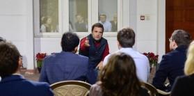 Congress President Rahul Gandhi on Friday interacted with a delegation of Harvard University students who came to his residence.