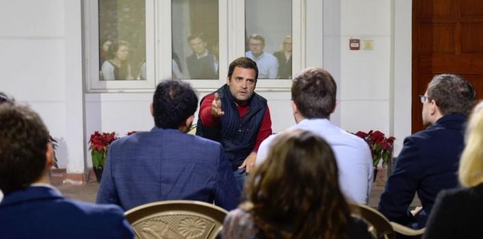 Congress President Rahul Gandhi on Friday interacted with a delegation of Harvard University students who came to his residence.