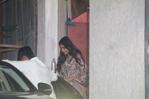 Actress Sonam Kapoor spotted in Bandra while coming out from a clinic