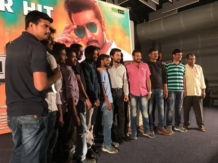 Celebs pose for the photo-ops during Gang success meet. Suriya,Vignesh Shivan,Gang,Gang success meet,Gang success meet pics,Gang success meet images,Gang success meet stills,Gang success meet pictures,Gang success meet photos