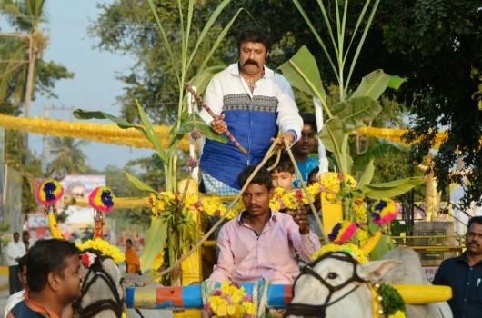 Actor and politician Nandamuri Balakrishna celebrates Sankranthi at Naravaripalli.