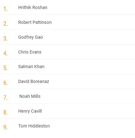 The list accounts the actors for their look, global fan following, Box office worth and Brand endorsements. Hrithik Roshan earlier has bagged titles like Sexiest Asian Man, Hottest Man on the planet, closer home the actor is regarded as the 'Greek God' of Bollywood. Hrithik Roshan,actor Hrithik Roshan,Hrithik Roshan beats Chris Evans,Chris Evans,Robert Pattinson,Hrithik Roshan most handsome actor