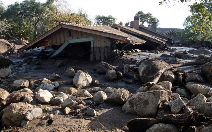 A home on Glen Oaks Road damaged by mudslides in Montecito, California, U.S., January 10, 2018. Deadly mudslides,mudslides,Southern California,Southern California mudslides