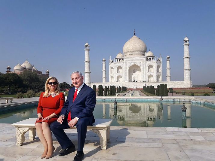 Soon after, the Netanyahu couple and the delegation accompanying them drove to the Amar Vilas hotel in the Taj city and spent some time there before leaving for the Taj Mahal. Netanyahu and his wife then drove to the Taj Mahal in electric vehicles where they spent more than an hour, a district official informed IANS. Israeli PM Benjamin Netanyahu,Benjamin Netanyahu,Israeli Prime Minister Benjamin Netanyahu,Prime Minister Benjamin Netanyahu,Benjamin Netanyahu at Taj Mahal,Taj Mahal
