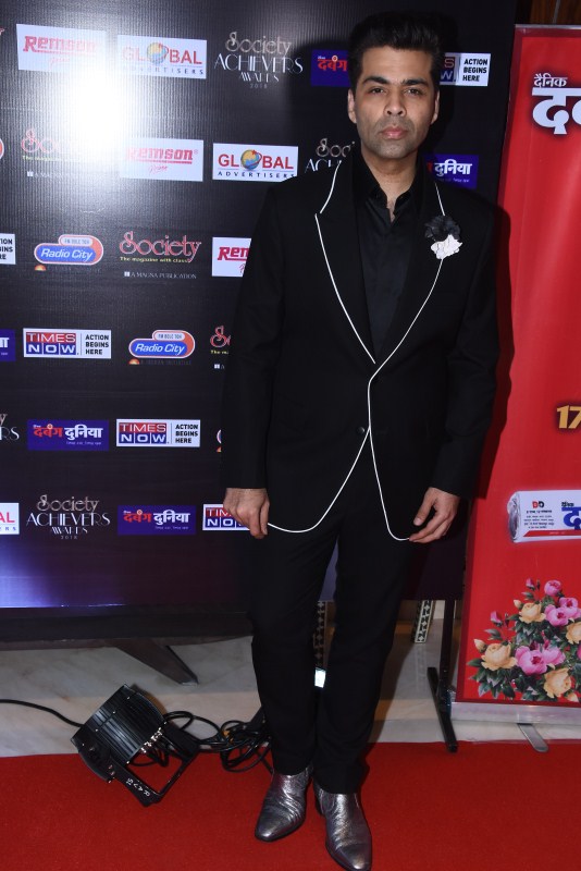 Karan Johar poses for photographers on her arrival at the 'Society Achievers Awards 2018' in Mumbai. Rekha,Raveena Tandon,Karan Johar,Mugdha Godse,Society Achievers Awards 2018,Society Achievers Awards,celebs at Society Achievers Awards,Society Achievers Awards pics,Society Achievers Awards images,Society Achievers Awards stills,Society Achievers Awards