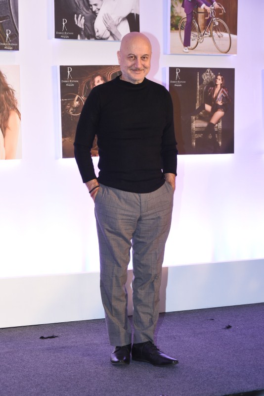 Anupam Kher poses for the cameras during Dabboo Ratnani's calendar launch event at JW Marriott Hotel in Mumbai on January 17, 2018. Manushi Chhillar,Anupam Kher,Evelyn Sharma,Gulshan Grover,Dabboo Ratnani,dabboo ratnani calendar 2018,Dabboo Ratnani2018 calendar,Dabboo Ratnani2018 calendar launch